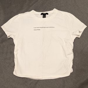 Forever 21 Oscar Wilde Crop Top Tee White Quote M
